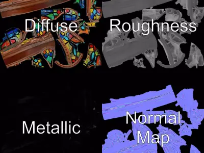 Elegant Stained Glass Window model pack Low-poly 3D model