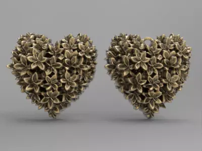 valentines flower heart pentant  3D print model