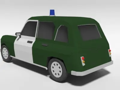 Low Poly Cartoon Retro Police Car Low-poly 3D model