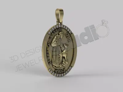 Highly luxury Saint Francis with gems in 3d model 3D print model
