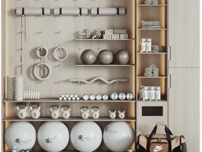 A Rack with gym equipment 02  3D model