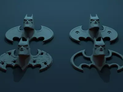 BATMAN cartoon head on decorative stand pack 3D print model