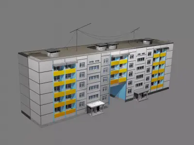 Soviet Panel Building Low-poly 3D model