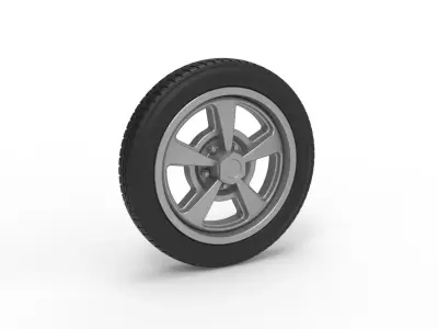 Front wheel of old school dragster Version 2 Scale 1 to 25 3D print model
