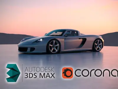 Sunset outdoor studio scene for automotive rendering 3D model