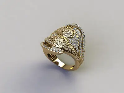 STL 3DM Women Ring Womens Ring Diamonds With Stone Model DP1202 3D print model