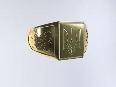 ring with Ukrainian coat of arms 2 3D print model