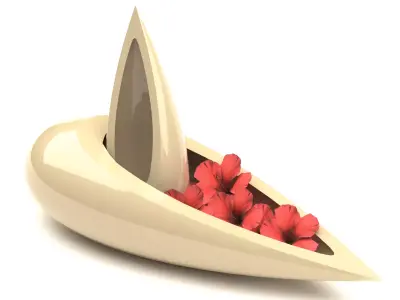 Decorative vase with hibiscus flowers 3D model