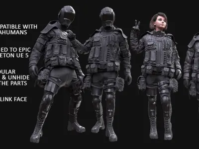 Mens and Womens Military Uniform 5 3D Model Collection