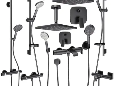 Faucets and shower systems Hansgrohe black set 169 3D model