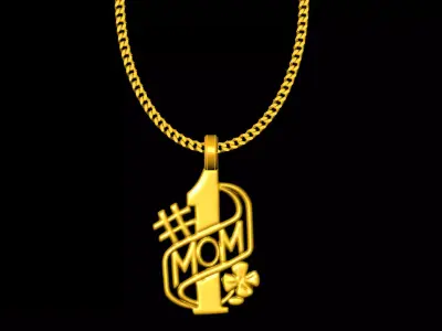 number one Mom pendant charms - one inch pendant 3D print model