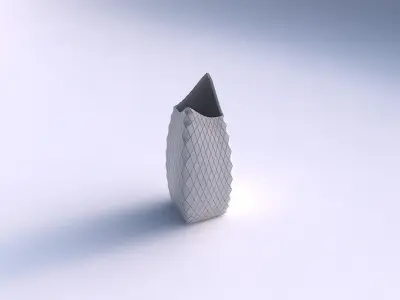 Vase double arc rectangle with diagonal grid plates 3D print model