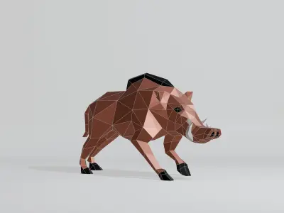 Polygonal Warthog Low-poly 3D model