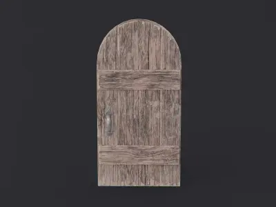 Medieval Door Arched 02 LowPoly Plus HP Low-poly 3D model