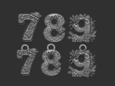 christmas number decor 7 to 9 3D print model