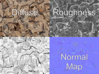 Ornate Metal Shield Ancient Crest model pack Low-poly 3D model