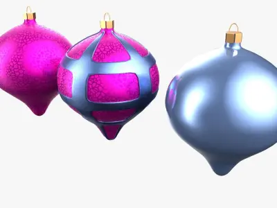 Christmas Tree Ornament Set8 - Pink LightBlue Low-poly 3D model