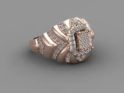Rose Gold Women Diamond Ring 3D print model 3D print model 17