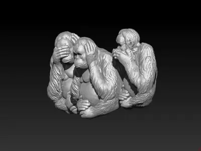Three Wise Monkeys Set 3D print model