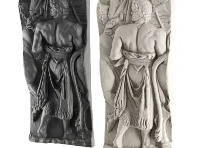 Classic greek man relief Low-poly 3D model