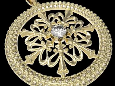 fleur-de-lis pendant with gems  3D print model