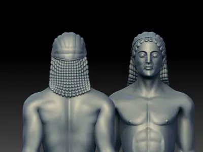 Kouros greek statue of man and woman 3D print model