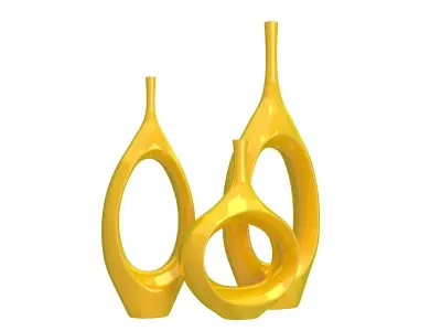 Decor Tabletop Hollowed Vases yellow 3D model
