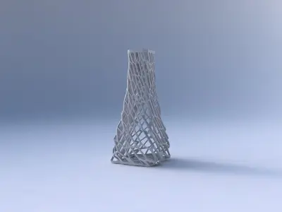 Vase squeezed rectangle with faceted and twisted organic latt... 3D print model