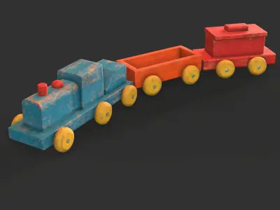 Old Toy Train Low-poly 3D model
