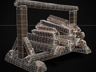 Firewood Log Rack Low-poly 3D model