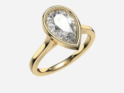 Pear Diamond Bezel Setting Solitaire Diamond Ring 3D print model
