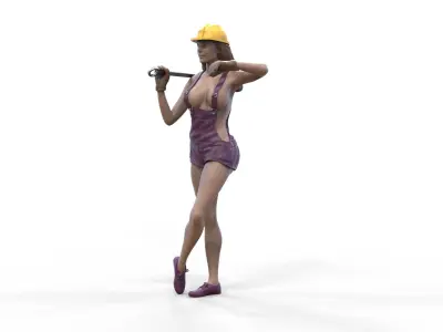 N2 woman Mechanic or construction worker 3D print model