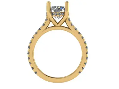 solitaire ring under halo with pave shank  3D print model