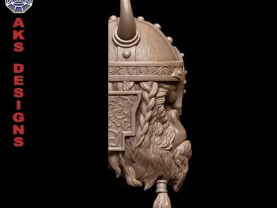 Ancient viking warrior guerilla Bas relief wall decoration 3D print model