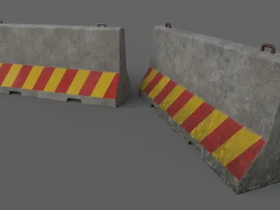 PBR Concrete Barrier V3 Low-poly 3D model