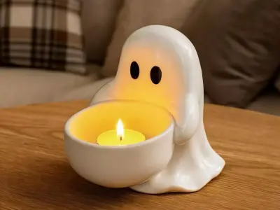 sculpture little ghost with bowl halloween decoration 3D print model