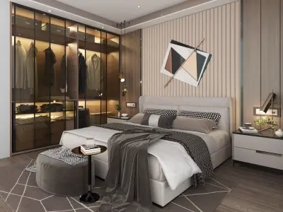 Modern Bedroom Scene 10 3D model