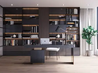 Modern Bookshelf Low-poly 3D model
