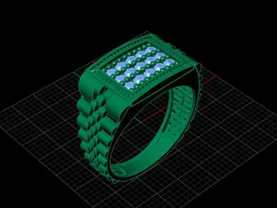 Print Ready STL 3DM  Gents Rings Diamond Men Ring  3D print model 197