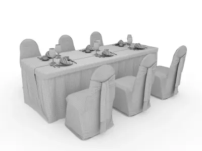 Banquet Table and Chair 138 3D model