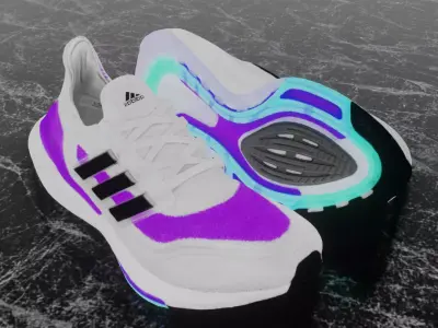 ADIDAS ULTRA BOOST 2021 - PURPLE 3D SHOES Low-poly 3D model
