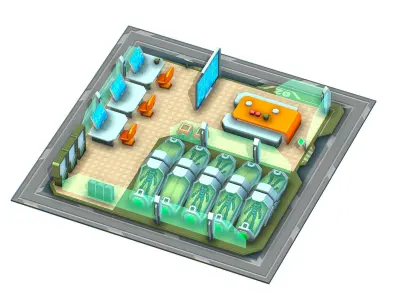 isometrical recreation room barrack hospital 2 Low-poly 3D model