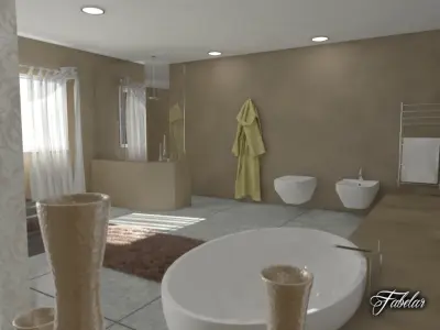 Bathroom with toilet and sink 3D model