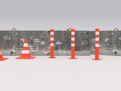 Street Sign Construction Low-poly 3D model