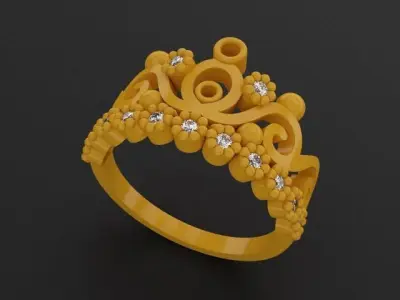 Princess Crown Rings Set 2 3D print model