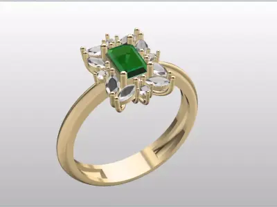 Royal Emerald Solitaire with marquise  3D print model