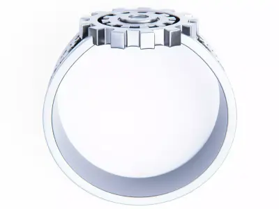 Mechanical Gear Ring - Futuristic Industrial Jewelry Design 3D print model