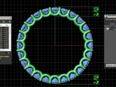 U Shaped Eternity Ring 2 point 6 mm stone size swiss 14 and EU54 3D print model