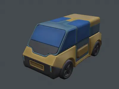 Futuristic stylized van  Low-poly 3D model