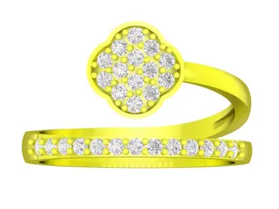 Luxury Open Band Floral Pave Ring 3D Model 4358 3D print model